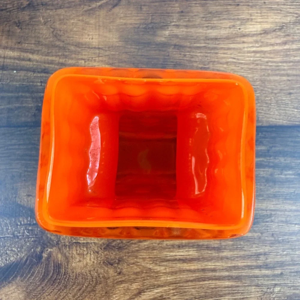 Vintage Hirschberg Orange Cased Glass Vase | Mid-Century | Original Label